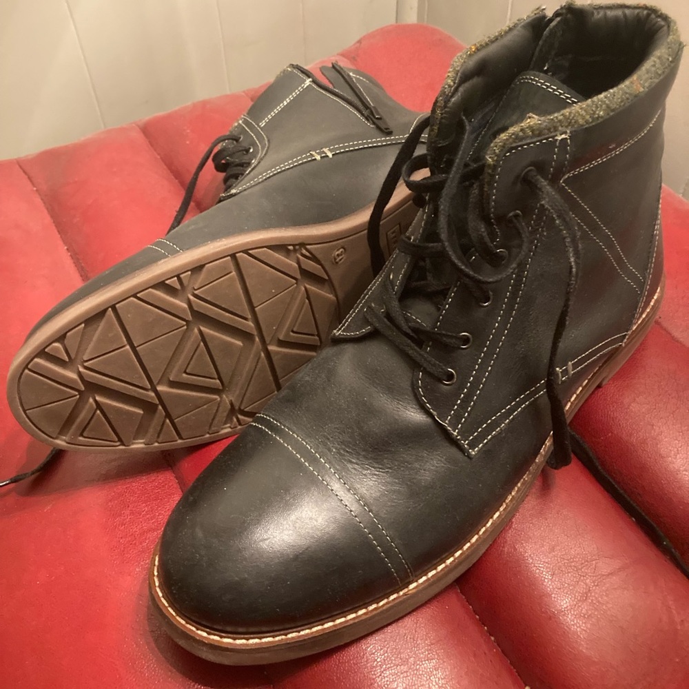 Ben Sherman Black Leather Boots Mens Size 13